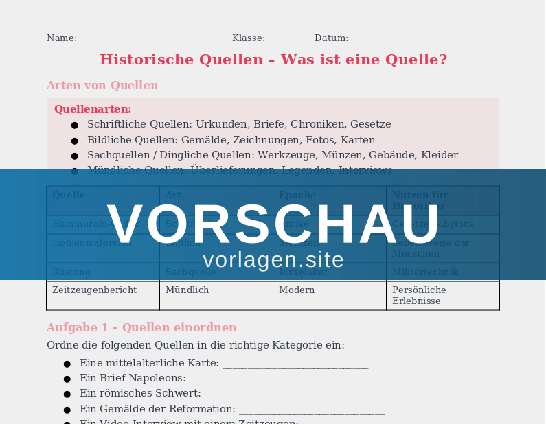 Quellenarbeit – Primär- und Sekundärquellen