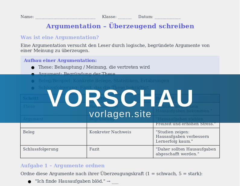 Argumentation – Stellung nehmen
