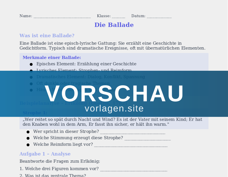 Balladen analysieren und interpretieren