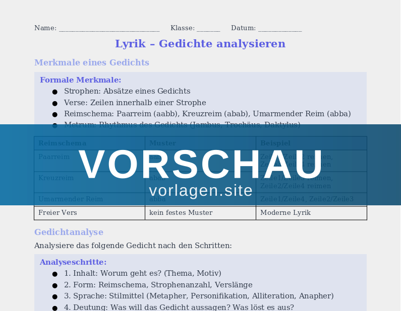 Gedichtanalyse – Grundlagen