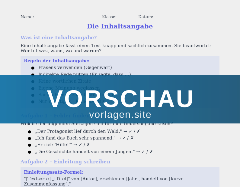 Inhaltsangabe schreiben