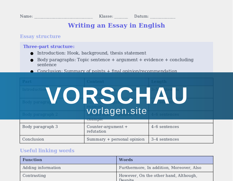Opinion Essay – Writing in English