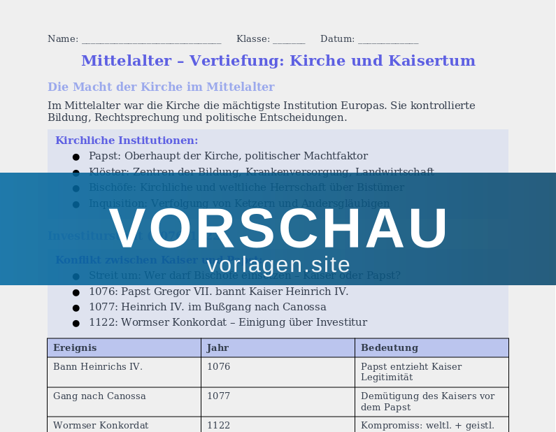 Das Mittelalter – Gesellschaft und Kirche