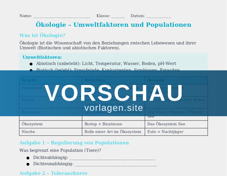Ökologie – Umweltfaktoren