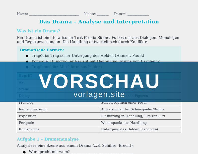 Dramenanalyse – Grundbegriffe und Methoden