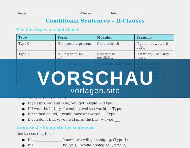 Conditional Sentences – If-Sätze