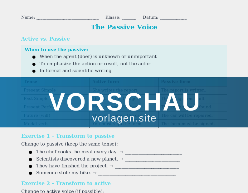 Passive Voice – Passiv im Englischen