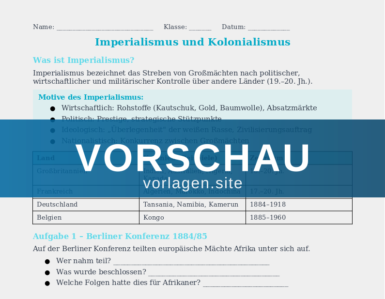 Imperialismus und Kolonialismus