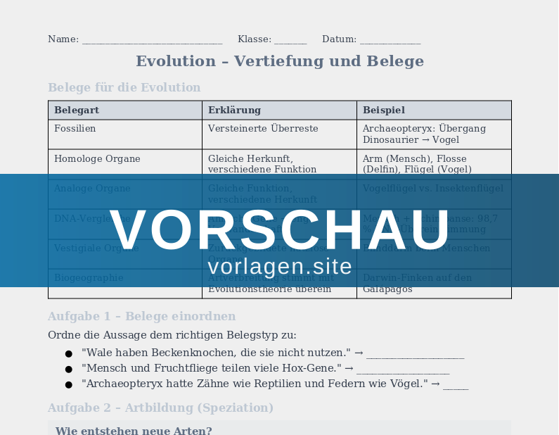 Evolution – Beweise und Mechanismen