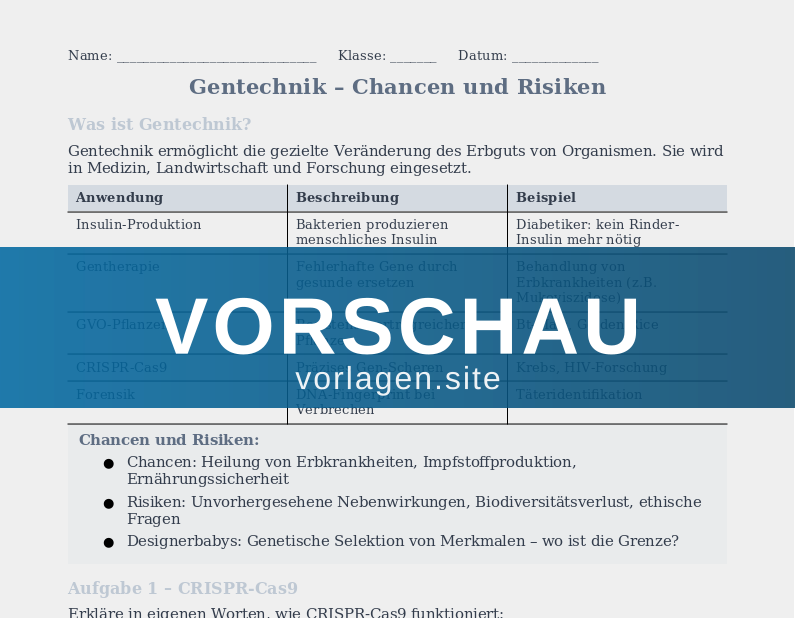 Gentechnik – Chancen und Risiken