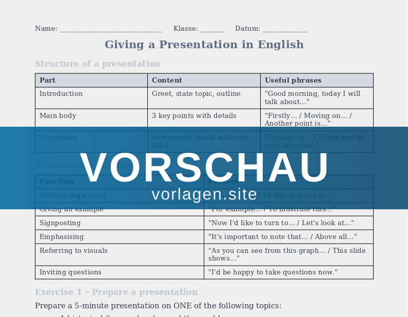 Presentation Skills – Präsentieren auf Englisch