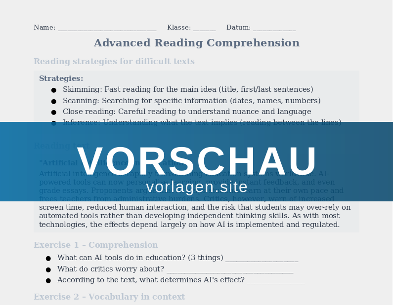 Advanced Reading Comprehension