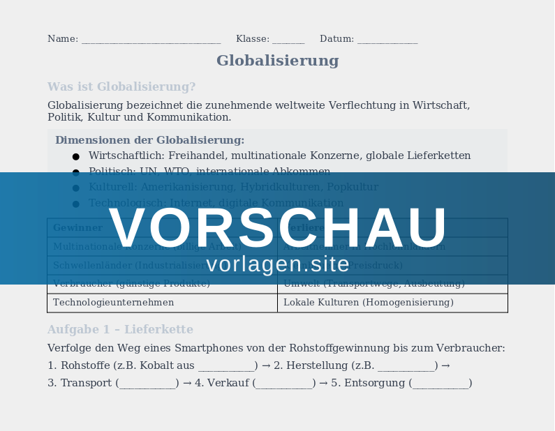Globalisierung – Chancen und Risiken