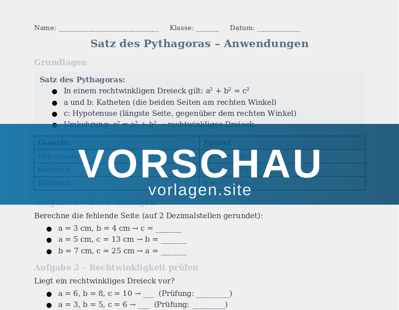 Satz des Pythagoras