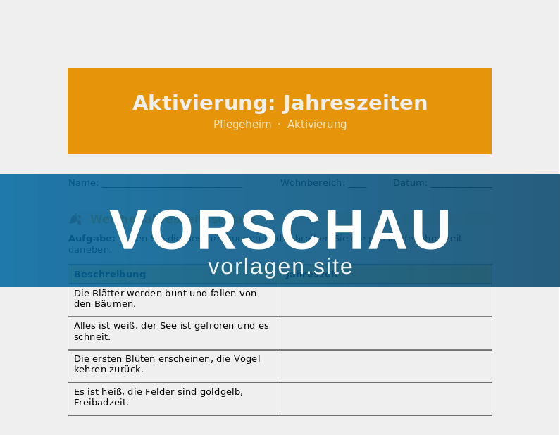 Aktivierung: Jahreszeiten