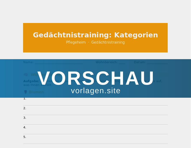 Gedächtnistraining: Kategorien
