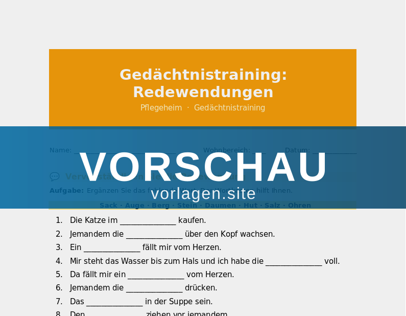 Gedächtnistraining: Redewendungen
