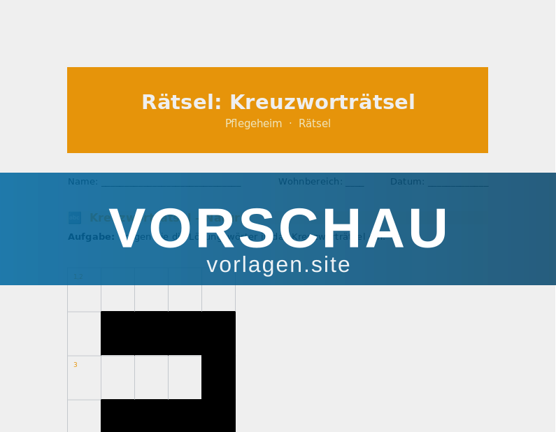 Rätsel: Kreuzworträtsel Natur