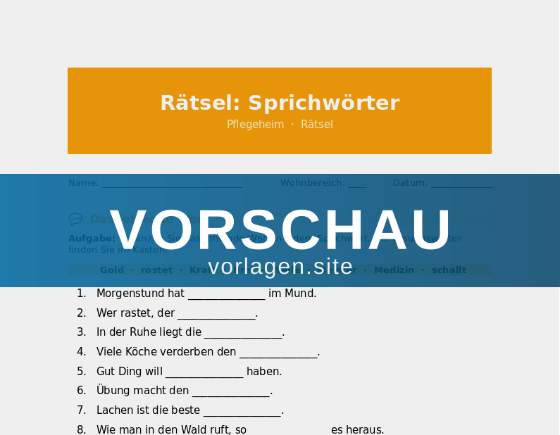 Rätsel: Sprichwörter