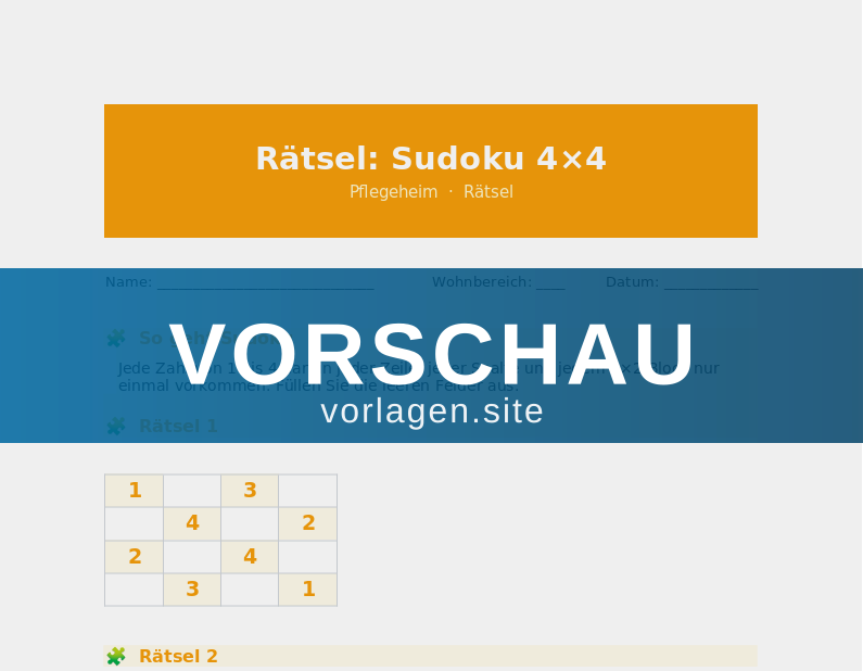 Rätsel: Sudoku 4×4