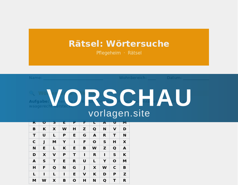 Rätsel: Wörtersuche Blumen