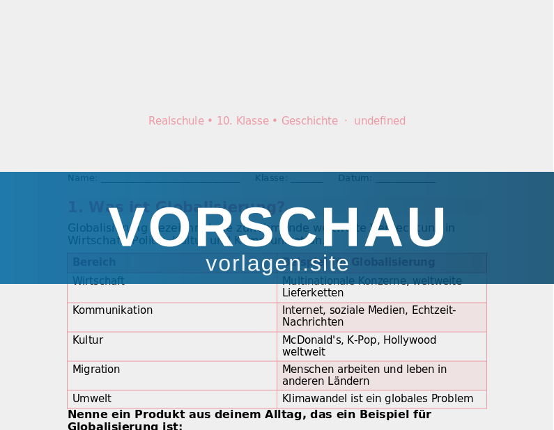 Globalisierung und ihre Folgen