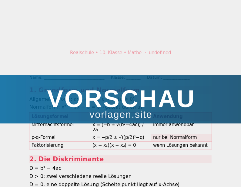 Quadratische Gleichungen