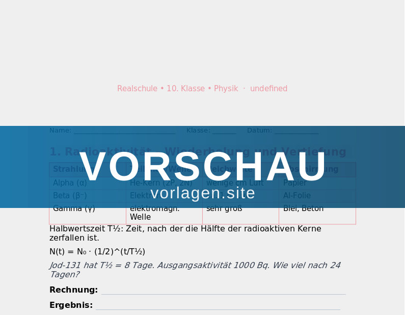 Kernphysik Vertiefung