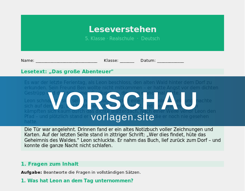Lesetext und Leseverstehen