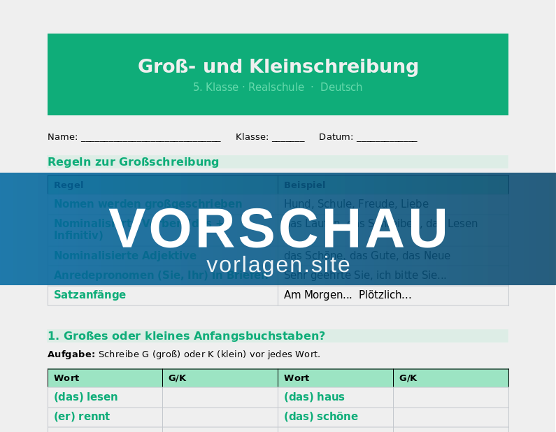 Rechtschreibung – Groß- und Kleinschreibung