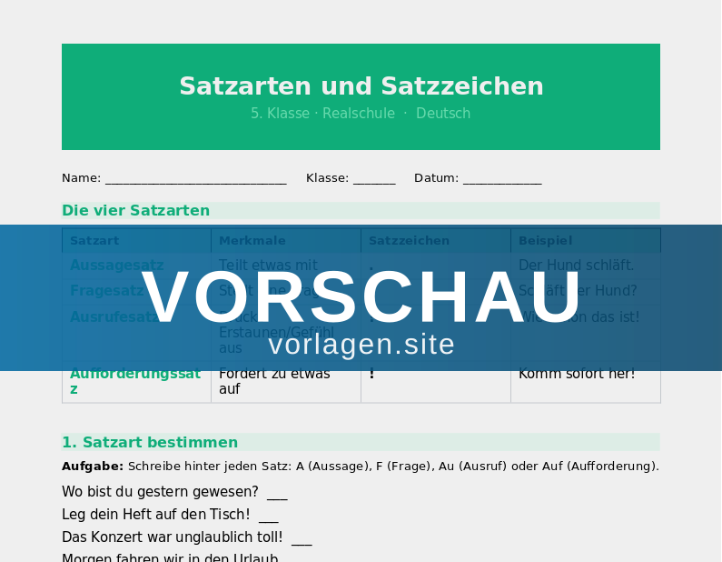 Satzarten und Satzzeichen