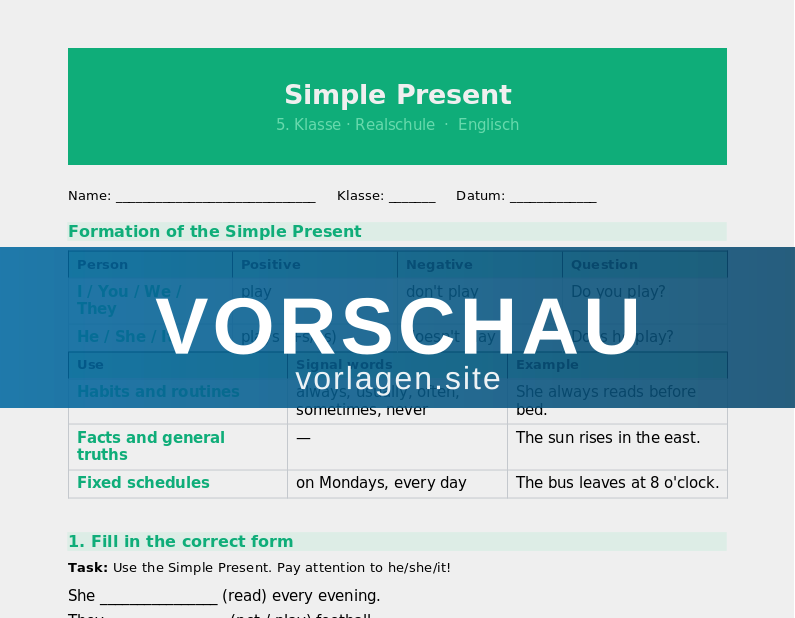 Simple Present – Form and Use