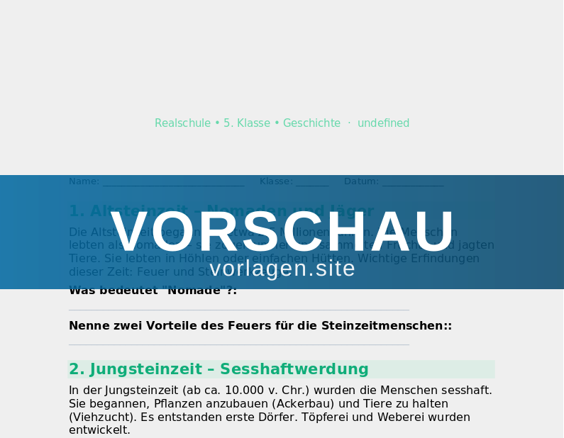 Steinzeit – Leben der ersten Menschen