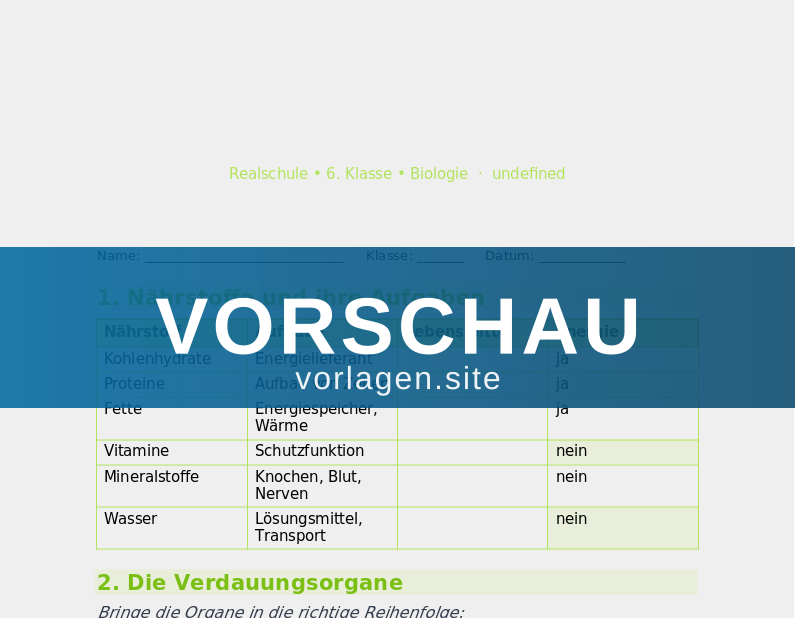 Ernährung und Verdauung