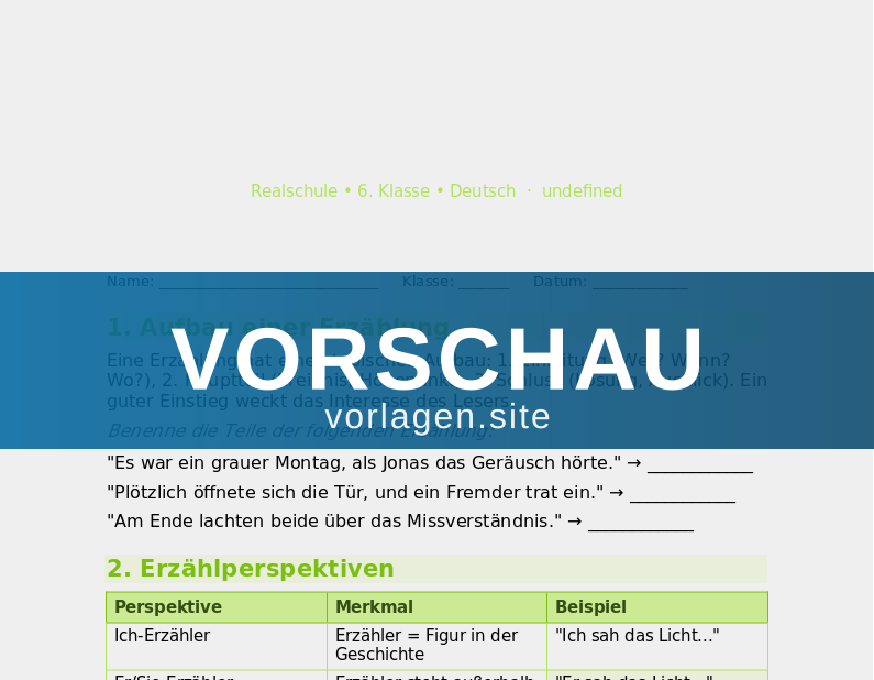 Erzählung und Erzähltechniken