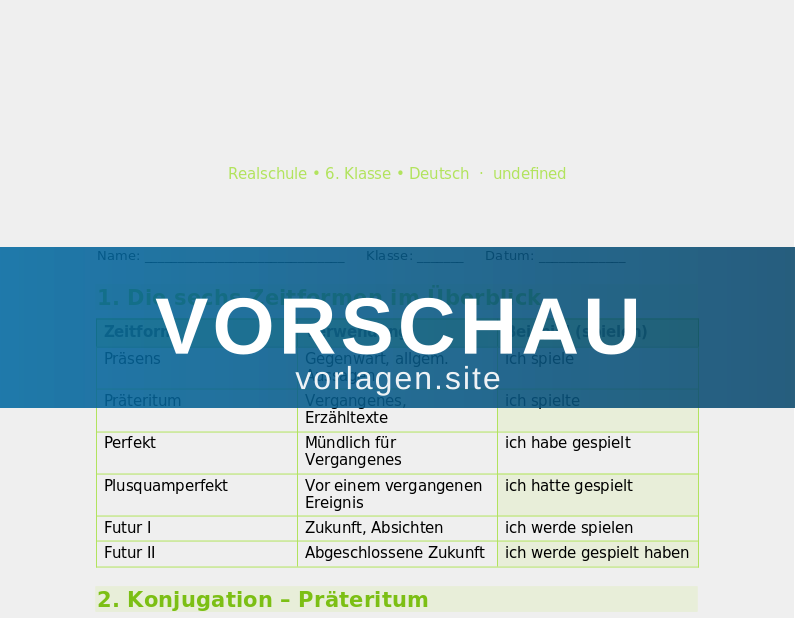 Grammatik – Verben und Zeitformen