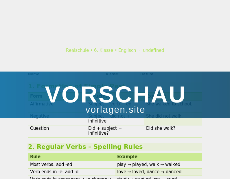 Simple Past – Regular and Irregular Verbs
