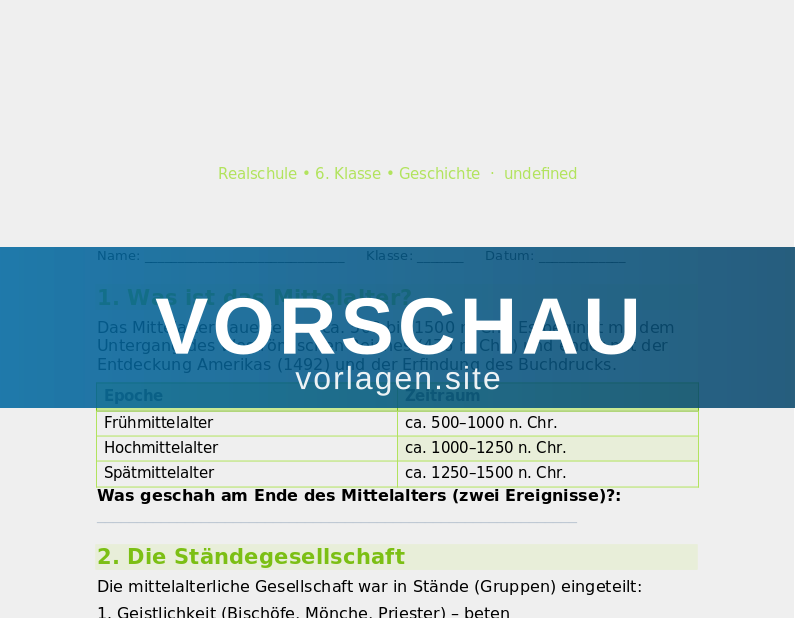 Das Mittelalter – Überblick