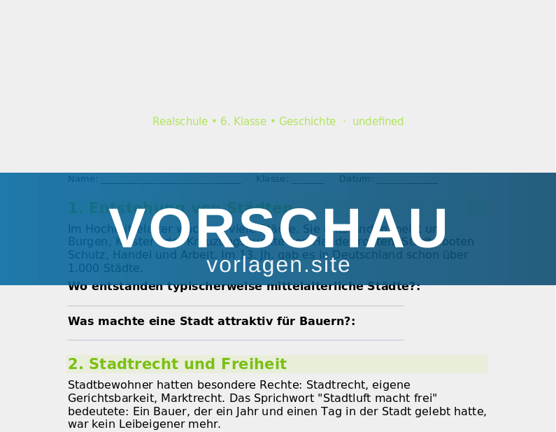 Mittelalterliche Städte und Handel