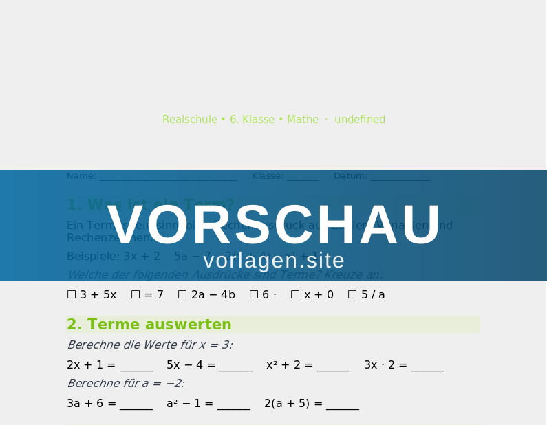 Terme und Gleichungen – Einführung