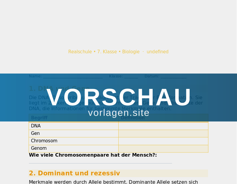 Genetik – Vererbung und DNA