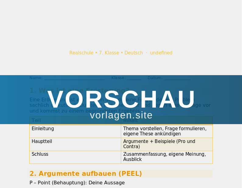 Erörterung – Argumente entwickeln