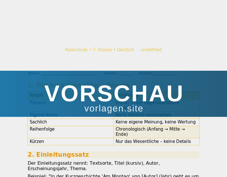 Inhaltsangabe und Textanalyse