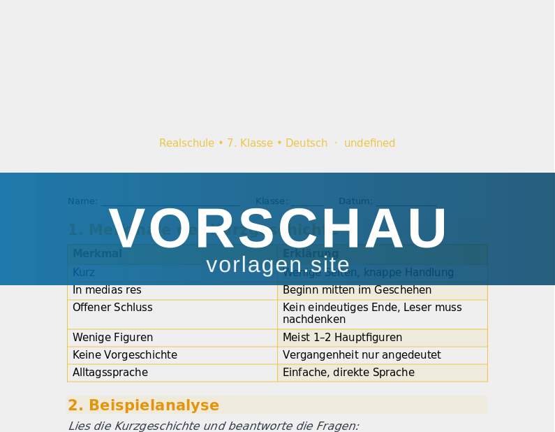 Kurzgeschichte – Analyse und Interpretation