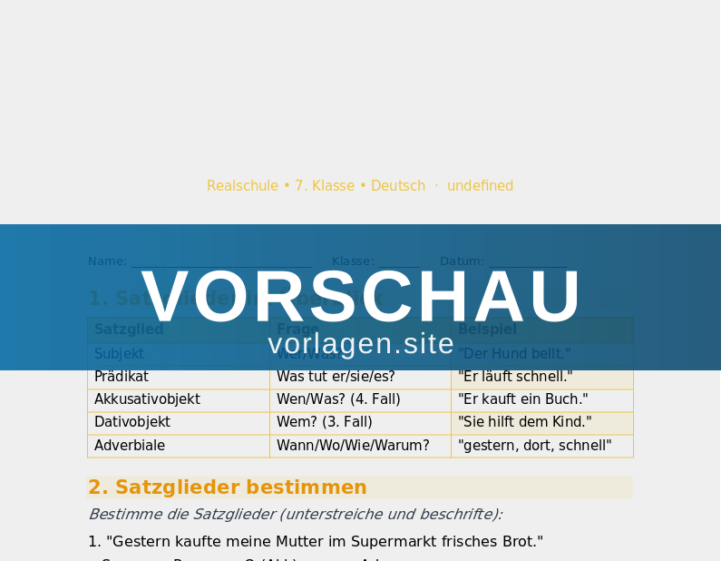 Satzlehre – Satzglieder und Nebensätze
