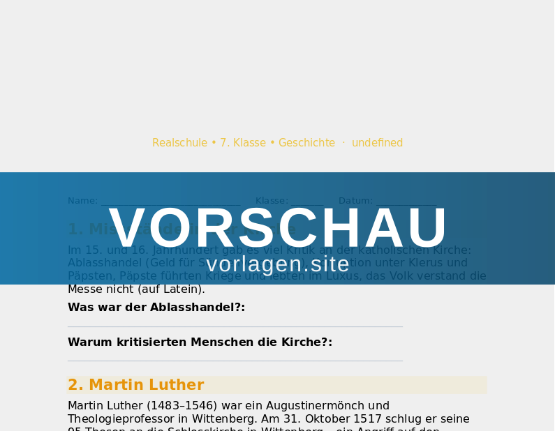 Reformation – Luther und die Kirchenspaltung