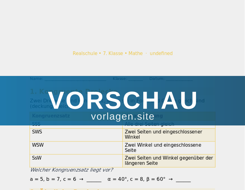 Dreiecke – Kongruenz und Ähnlichkeit