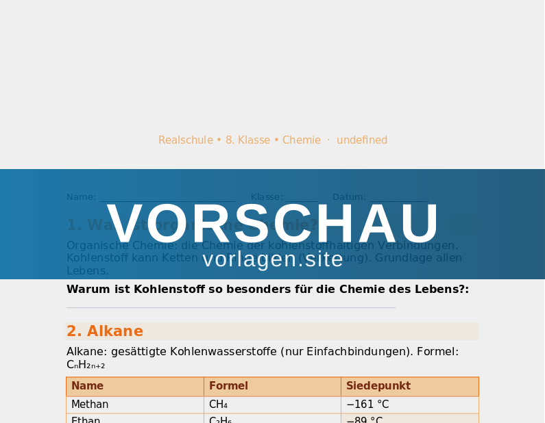 Organische Chemie – Kohlenwasserstoffe