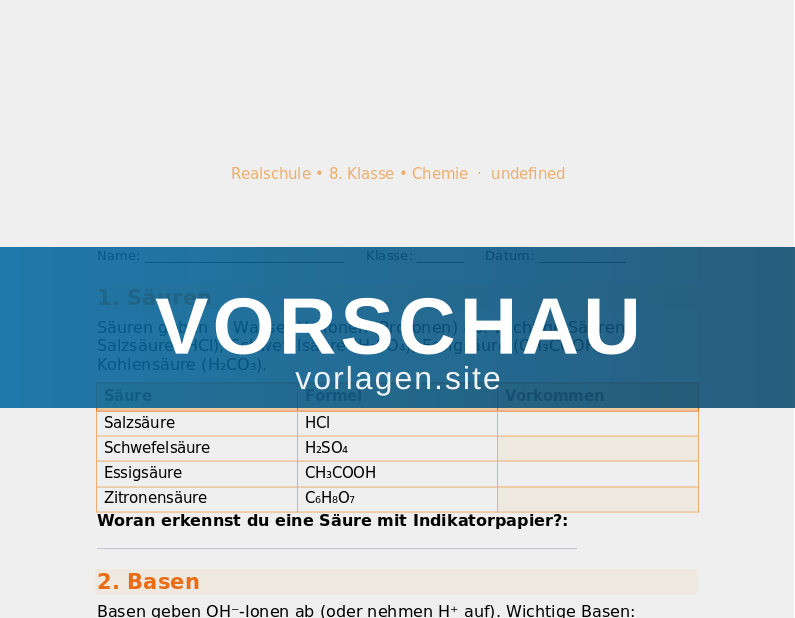 Säuren, Basen und Salze