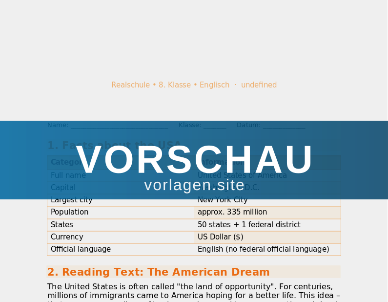 Reading: The USA